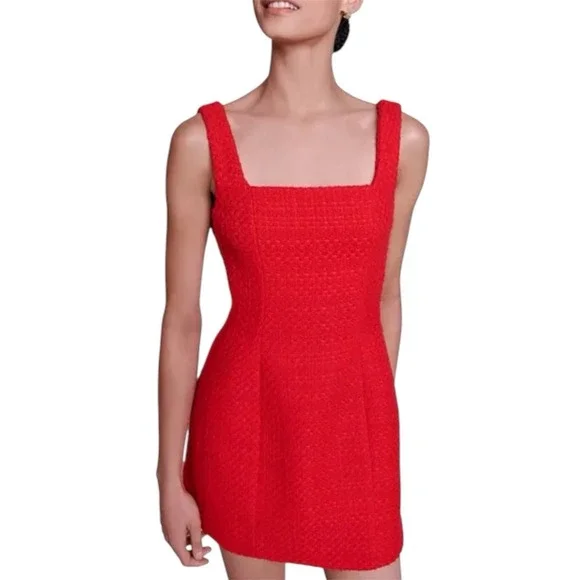 Maje Ribala Tweed Square Neck Mini Dress.Parisian Chic Party Wedding Guest. 36/S - Picture 14 of 14